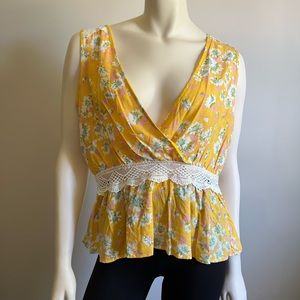 Rachel Zoe Yellow Floral Print Open Back